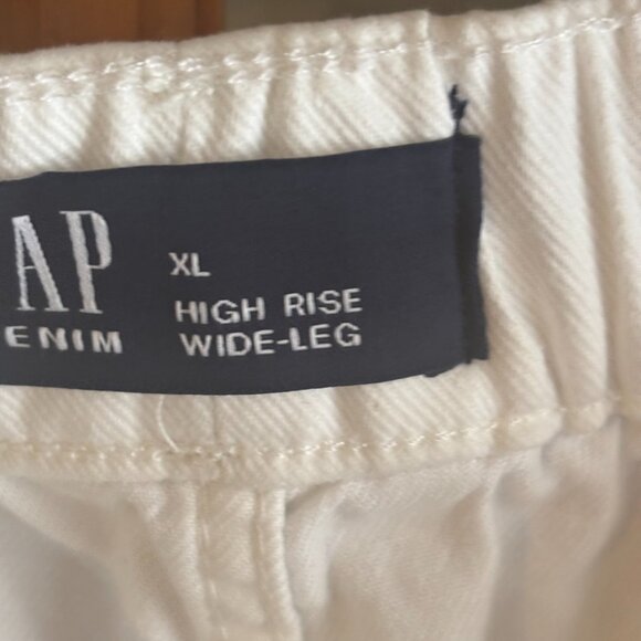 GAP High Rise Pull-On Wide-Leg Utility Jeans SZ: XL/ WHITE - Picture 14 of 15